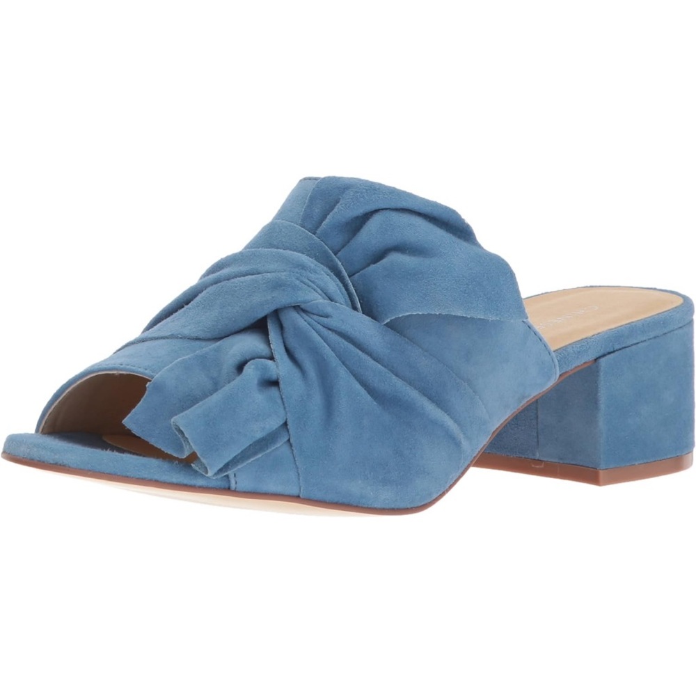 Chinese Laundry Blue Suede Knotted Mule Clog